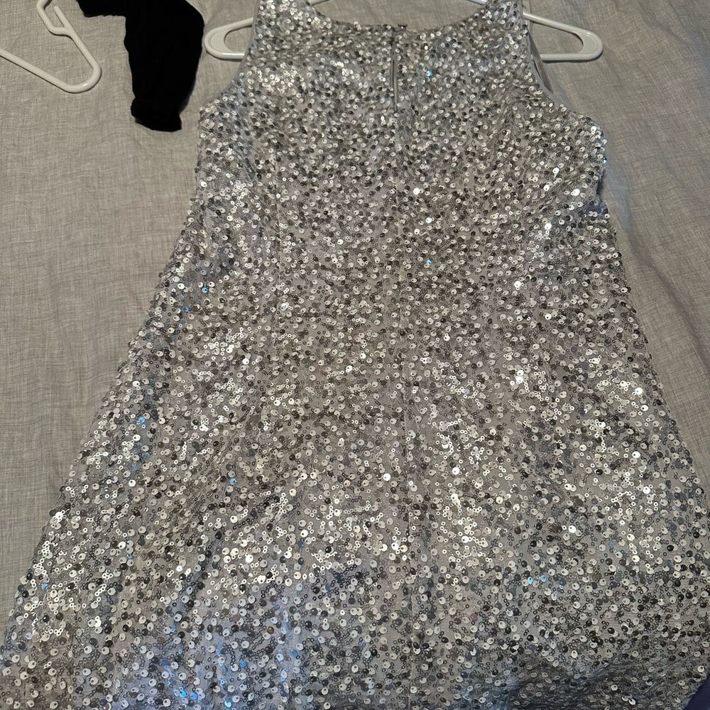 Silver Sequin Embellished Maxi Dress